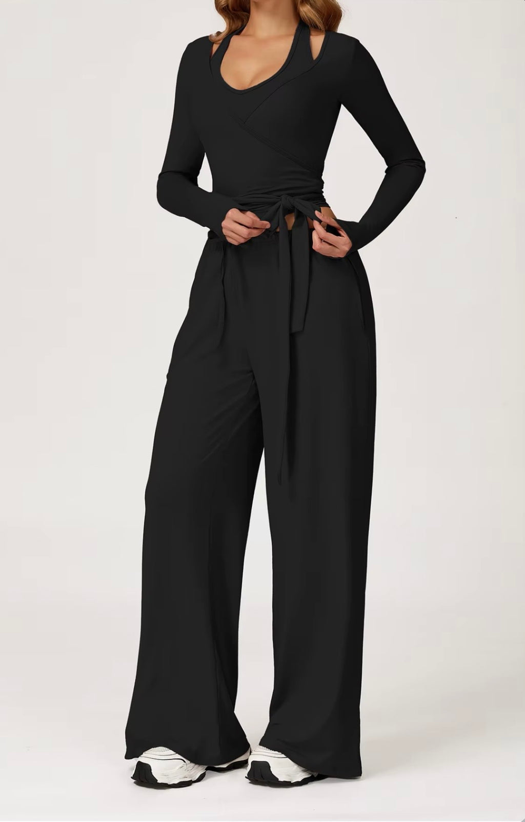 3-Piece Set Autumn Pilates Vetement Outfits Yoga Costume Pants Women Ballet Wrap Top Activewear Set Ballerina Cross Top Colors Yellow-Top Pink Purple Khaki Black