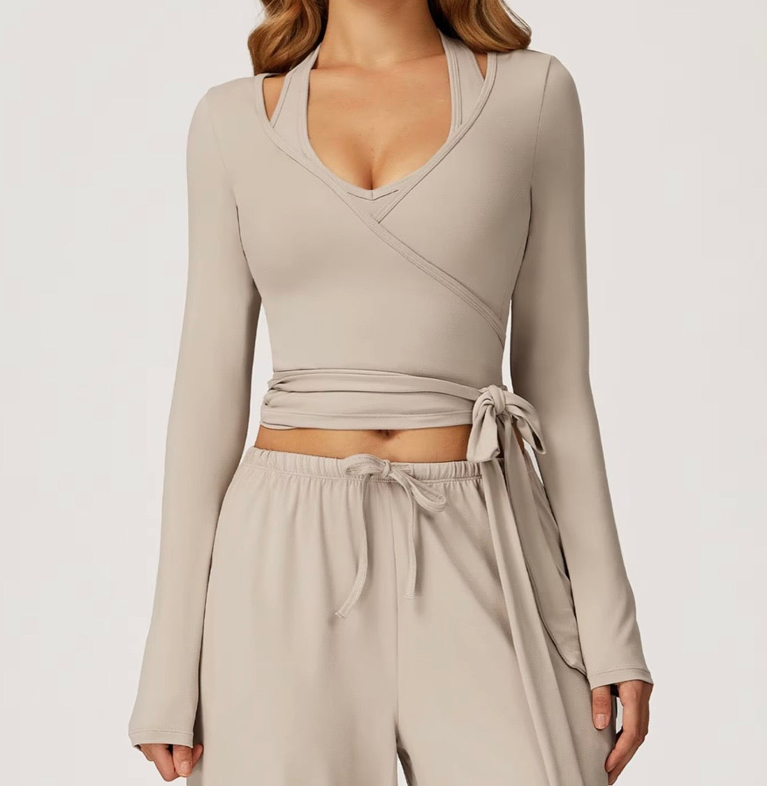 3-Piece Set Autumn Pilates Vetement Outfits Yoga Costume Pants Women Ballet Wrap Top Activewear Set Ballerina Cross Top Colors Yellow-Top Pink Purple Khaki Black